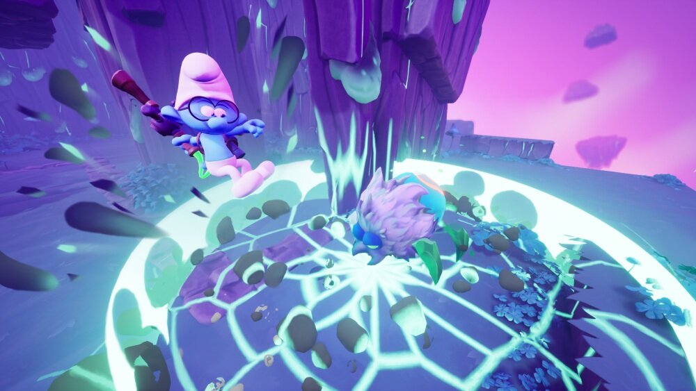 Smerfy 2 - Więzień Zielonego Kamienia Gra NINTENDO SWITCH kamień uścisk drużyna składnik pracuś drużyna przeklęta kraina wioska ocalenie teleporty 