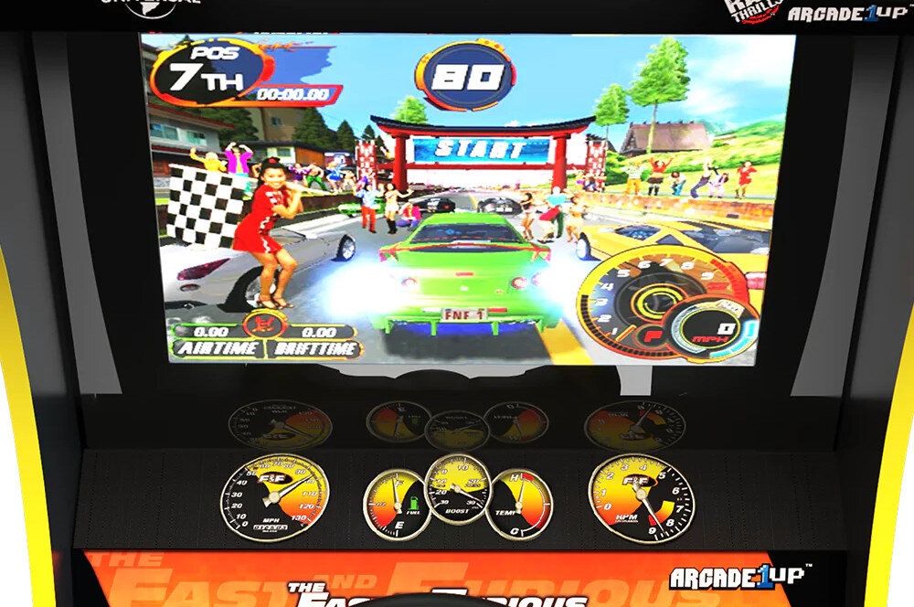 Konsola ARCADE1UP Szybcy i Wściekli SB7681 ekran przekątna grafika dźwięk głośniki