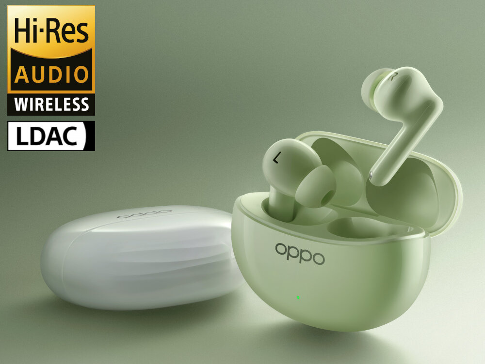 SŁUCHAWKI BLUETOOTH OPPO ENCO AIR 3 PRO TWS ANC DOKANAŁOWE naturalne materiały membrana włókno bambusowe innowacja protokół LDAC golden sound 2.0 enco master aktywna redukcja szumów wygoda dwa urządzenia jednocześnie praca bateria etui opóźnienia kolory