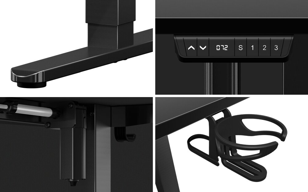 Biurko HUZARO Hero 9.1 lewo prawostronne regulacja wysokość blat panel sterowania port USB-A USB-C ergonomia pierwsze miejsce silnik trwały blat szerokość