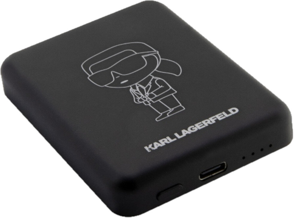 Powerbank indukcyjny KARL LAGERFELD Ikonik MagSafe 5W 3000mAh Czarny cechy wygląd materiał wykonanie