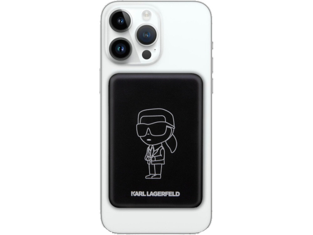 Powerbank indukcyjny KARL LAGERFELD Ikonik MagSafe 5W 3000mAh Czarny diody zabezpieczenia