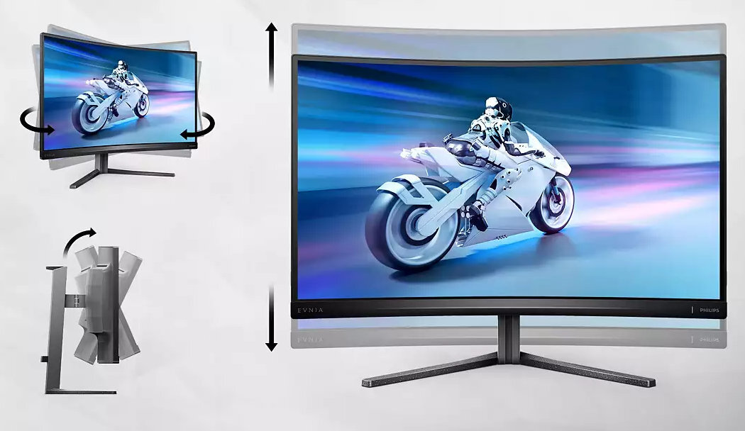 Monitor PHILIPS Evnia 5000 32M1C5200W zabawa gaming jakość gry płynność szybkość dokładność kontrast ergonomi
