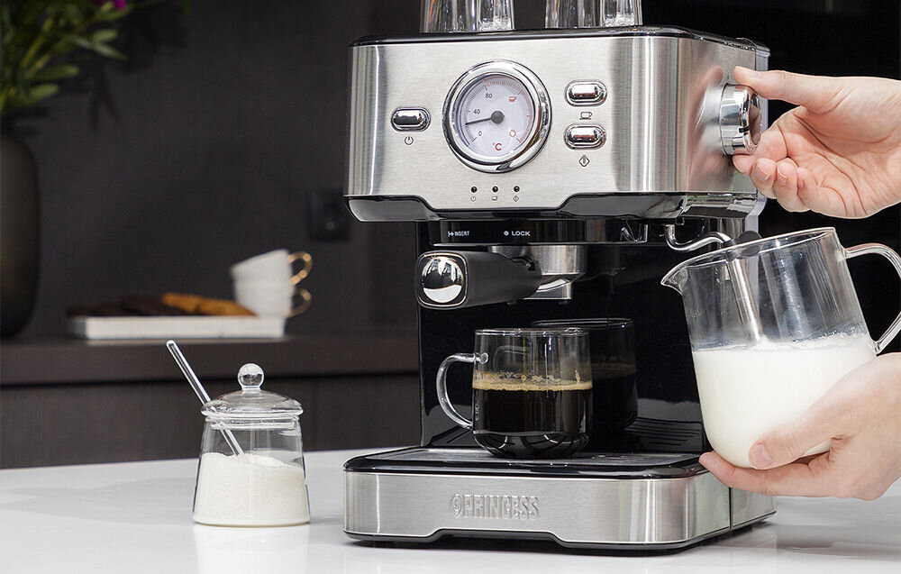 Ekspres PRINCESS Espresso 249412 Stalowo-czarny Ręczny smak kawa