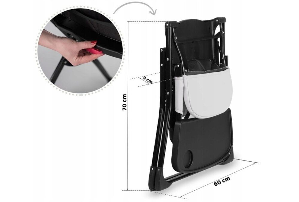 Krzeselko do karmienia NUKIDO Nuco Jasno Szary latwe przechowywanie skladanie