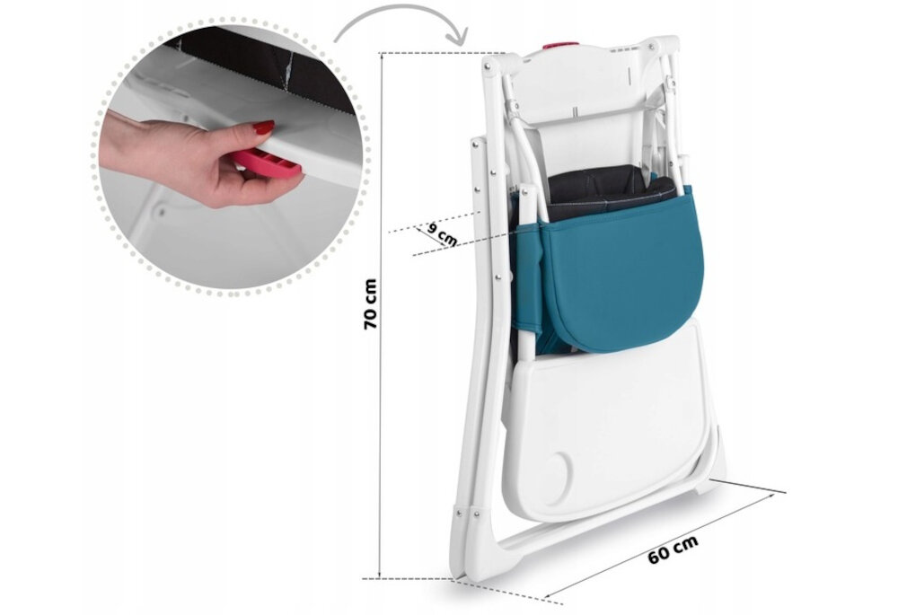 Krzeselko do karmienia NUKIDO Nuco Niebieski  latwe przechowywanie skladanie