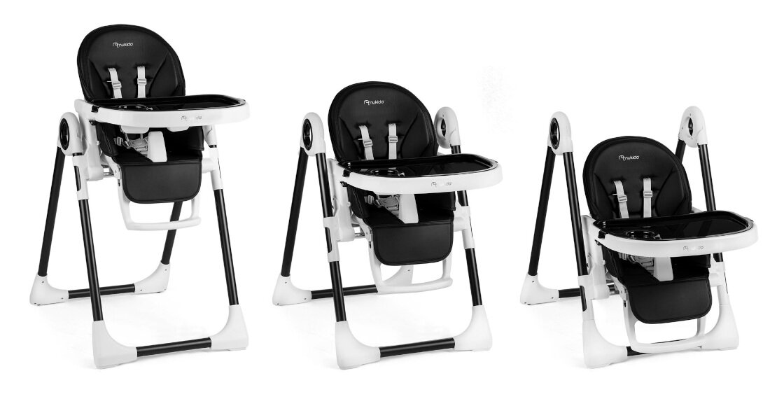 Krzesełko do karmienia NUKIDO Belo Czarny Rozwój i samodzielność do 3 roku życia naturalny rozwój
