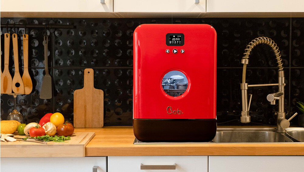 ZMYWARKA DAAN TECH BOB kompaktowa czarna niewielka konstrukcja do kamperów w podróż 2 komplety naczyń koszyk na sztućce 5 programów