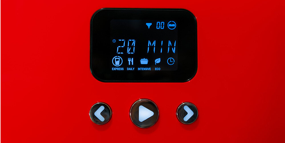 ZMYWARKA DAAN TECH BOB panel sterowania ekran przyciski wyświetlacz programy informacja stan urządzenia 5 programów Express