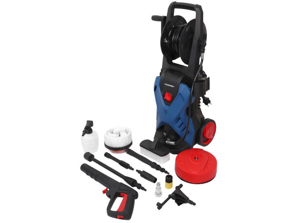 Myjka ciśnieniowa BLAUPUNKT PW6010 zestaw przewod cisnieniowy lanca szczotka do czyszczenia tarasu szczotka obrotowa szczotka poprzeczna zbiornik na detergent zestaw podlaczenioy instrukcja obsliugi karta gwarancyjna