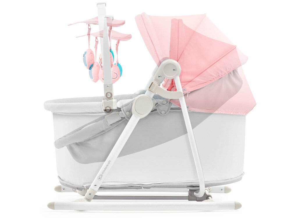 Leżaczek KINDERKRAFT Unimo Up Różowy funkcjonalny rozkladany daszek odpowiednia ochrona latwa obsluga