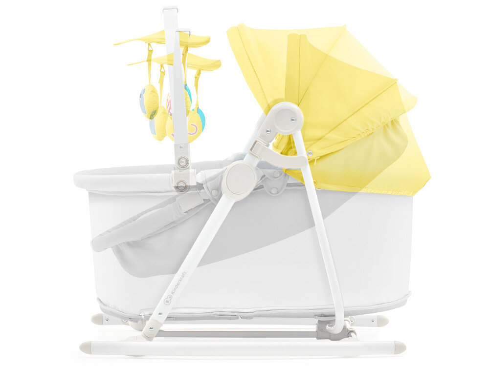 Leżaczek KINDERKRAFT Unimo Up Żółty funkcjonalny rozkladany daszek odpowiednia ochrona latwa obsluga