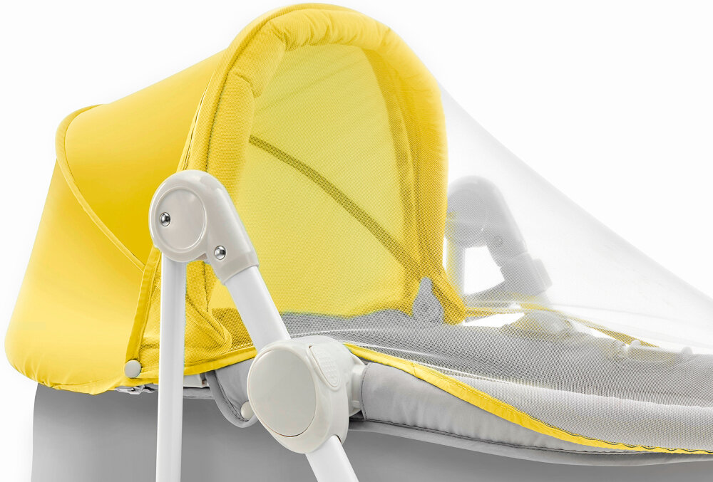 Leżaczek KINDERKRAFT Unimo Up Żółty moskitiera komfort bezpieczenstwo