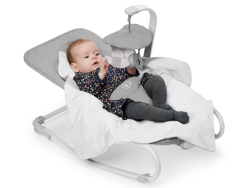 Leżaczek KINDERKRAFT Felio 2 Szary do reaksu i zabawy komfort bezpieczenstwo dziecka