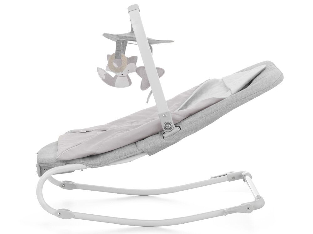 Leżaczek KINDERKRAFT Felio 2 Szary palak z trzema zabawkami lusterko