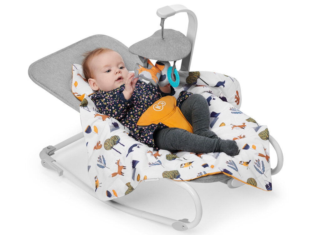 Leżaczek KINDERKRAFT Felio 2 Żółty pasy bezpieczenstwa solidne 3-punktowe miekkie ochraniacze