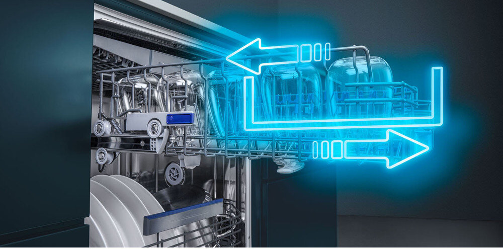 Посудомоечная машина SIEMENS SN63EX14VE ролики easyGlide быстро и легко выдвигаются.