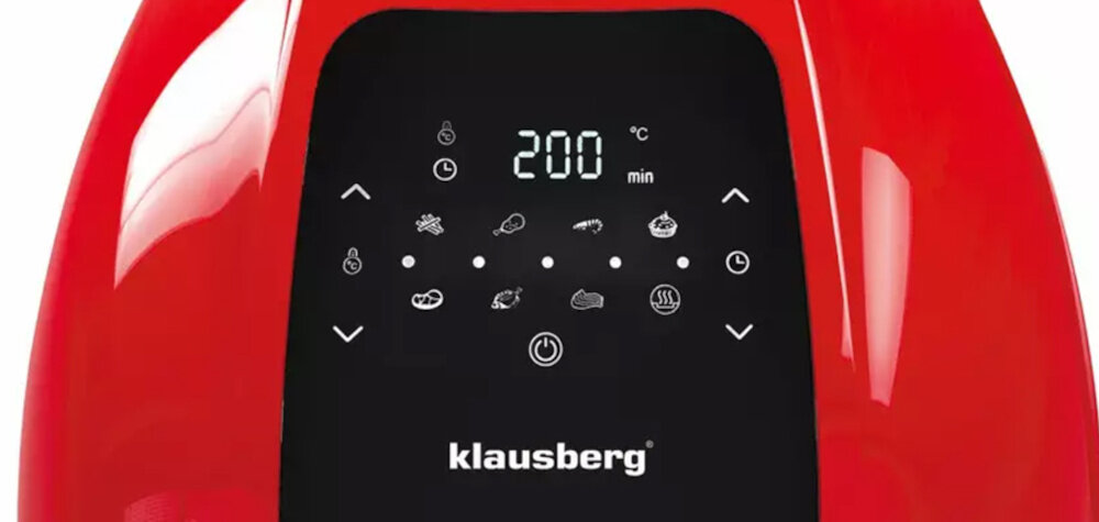 Frytkownica beztłuszczowa KLAUSBERG KB-7571 Air Fryer temperatura ustawien zakres od 80°C do 200°C moc 1800 W Funkcja automatycznego wyłączania
