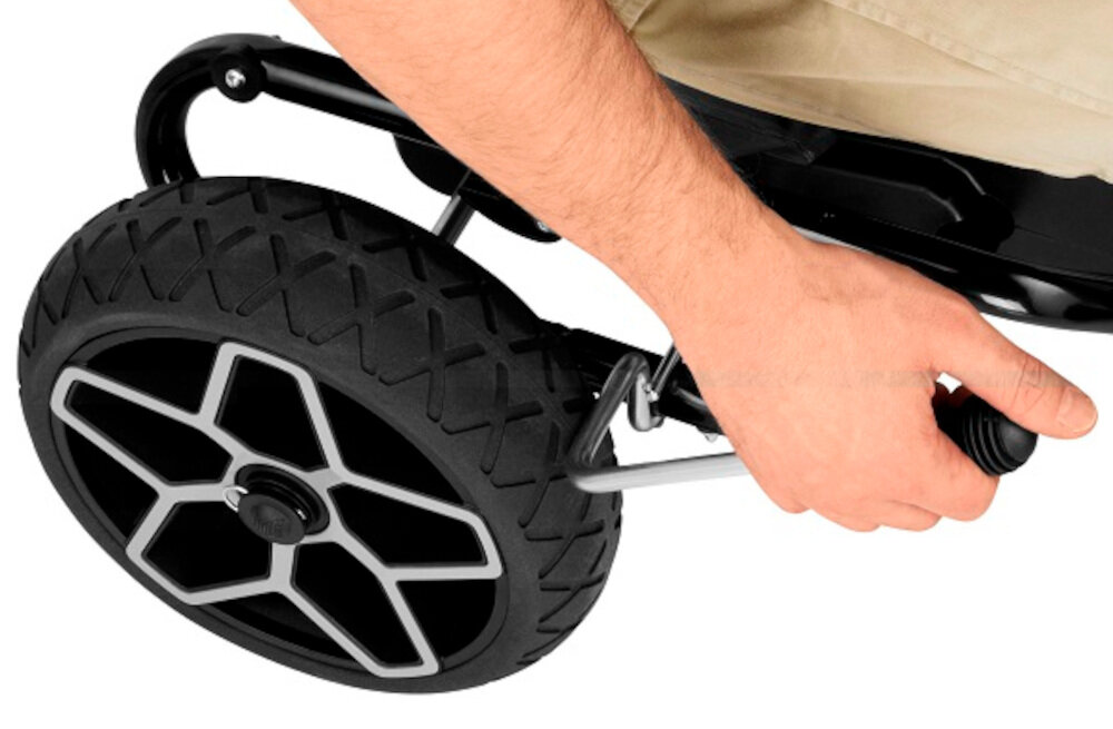 Gokart na pedały KETTLER Kettcar Revolution hamulec ręczny na oba tylne koła duża siła hamowania natychmiastowe zatrzymanie