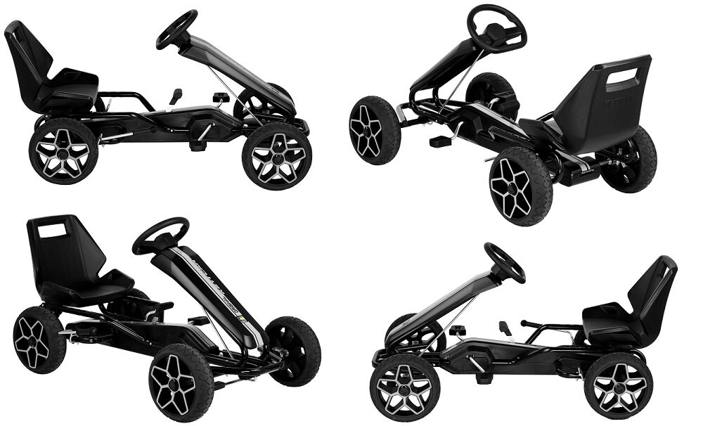 Gokart na pedały KETTLER Kettcar Revolution zabudowany łańcuchowy napęd nożny na pedały ekologiczne rozwiązanie nie emituje zanieczyszczeń cicha jazda płynny start