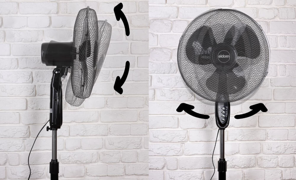 Wentylator ELDOM WG100 Toll Regulacja kąta nachylenia funkcja oscylacji poziomej