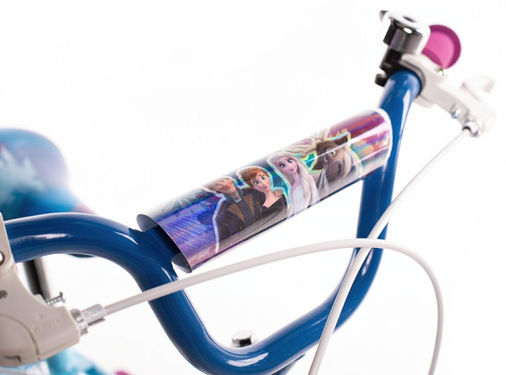 Rower dziecięcy DISNEY Kraina Lodu 14 cali dla dziewczynki ukryty kierownicy antyposlizgowy material dobrze wyprofilowane dzwonek