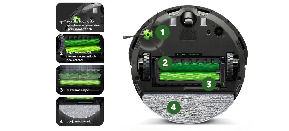 Robot sprzatajacy IROBOT Combo I8+ (I857640) 4-stopniowy system sprzątani do wszystkich rodzajow powierzchni