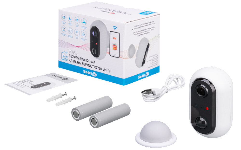 Kamera monitorująca SETTI+ SC850 zestaw zawartość opakowania