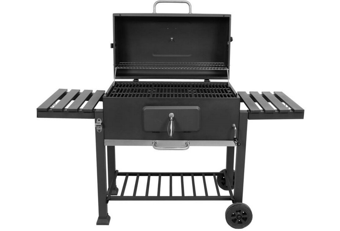 Grill węglowy LUND XXL 99917 Podtrzymywanie temperatury chromowana kratka pokrywa uchwyt stal nierdzewna