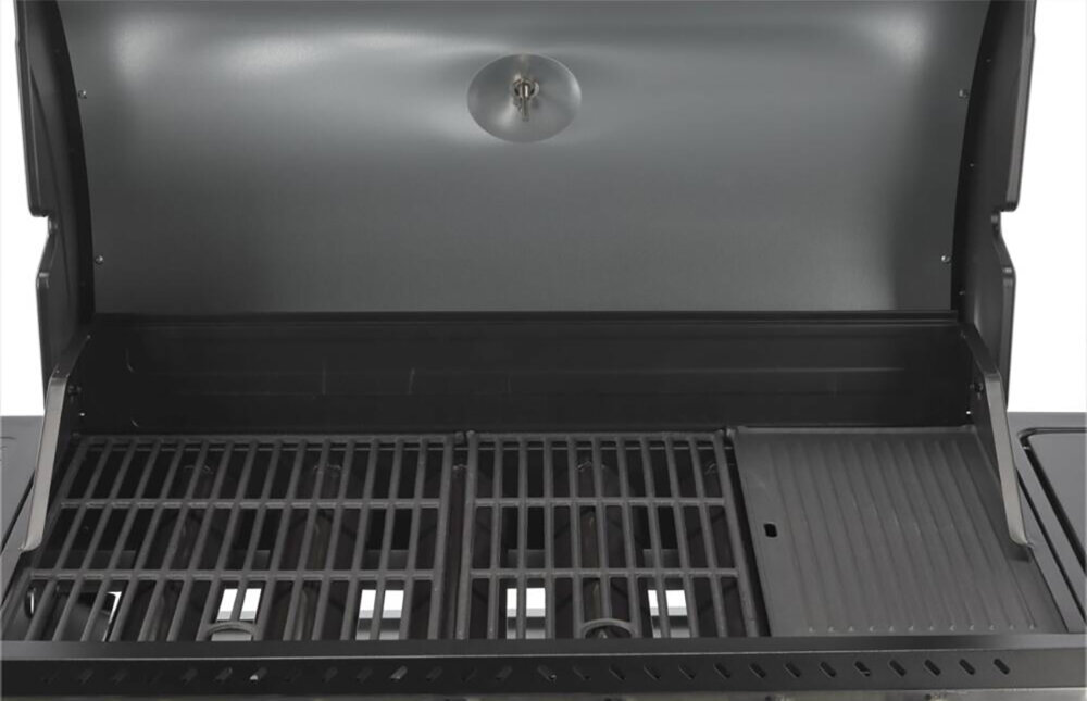 Grill gazowy YATO YG-20004 trzy ruszty z zeliwa wymiary 780 x 420 mm kratka ze stali nierdzewnej 790 x 120 mm do podgrzewania potraw