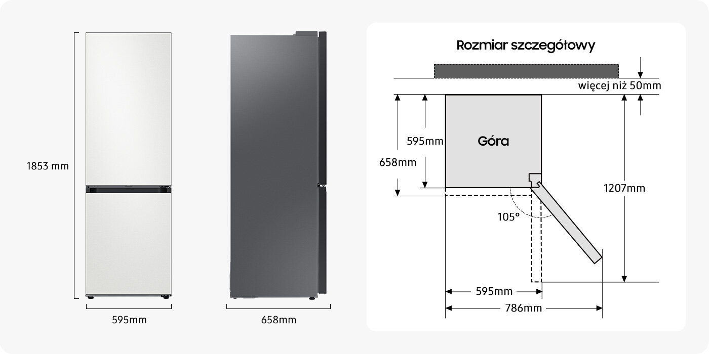 Wymiary lodówki Samsung RB34C7B5DAP