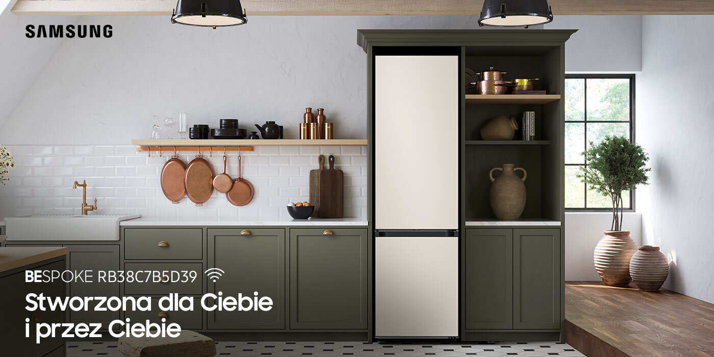 lodówka Samsung Bespoke RB38C7B5D39 w kolorze satynowego beżu dostępna w Media Expert