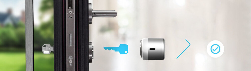 Zamek elektroniczny TEDEE GO Grafitowy Bluetooth łatwa instalacja funkcja bezpiecznego sprzegla jednoczesny obrot dwoma kluczami