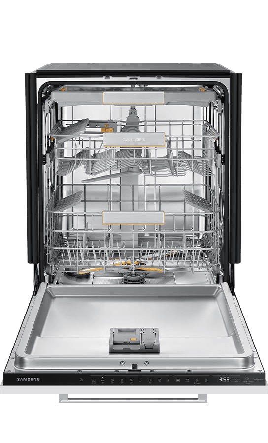 Zmywarka Samsung Otwarta zmywarka DW60BG850I00ET widziana z przodu