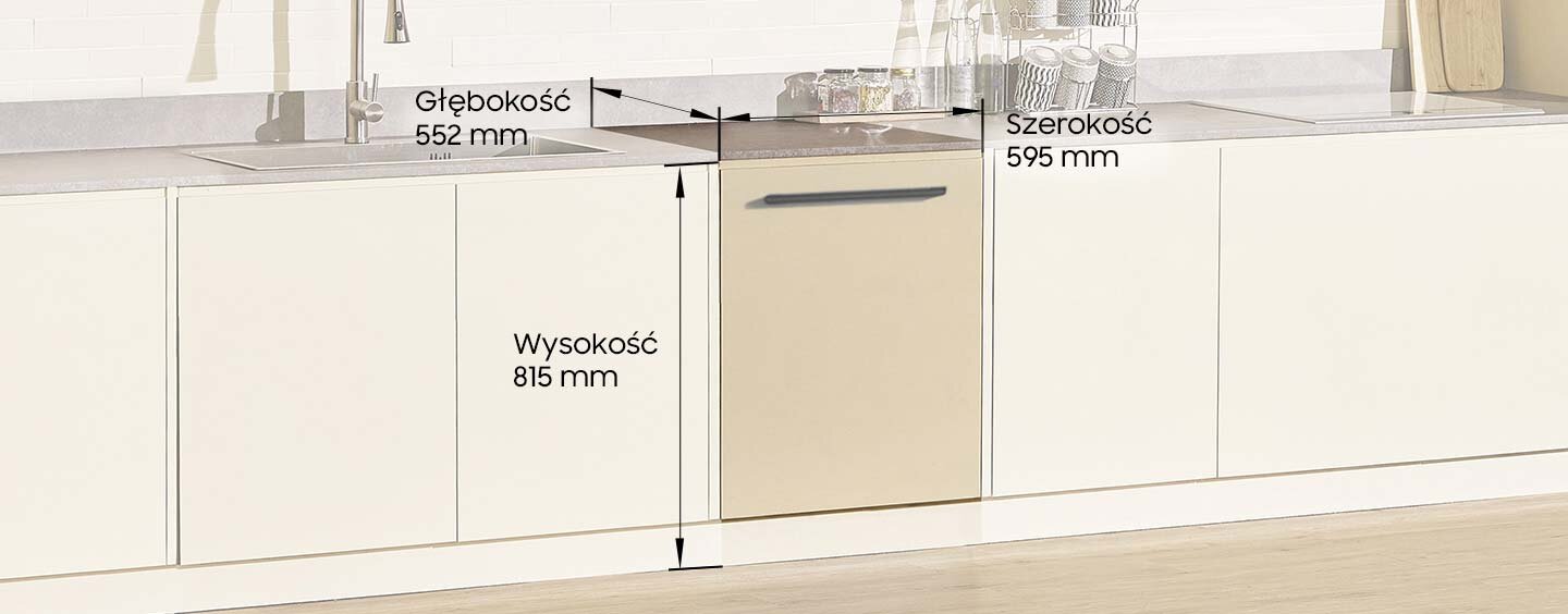 Głębokość, szerokość i wysokość - wymiary zmywarki Dokładne wymiary zmywarki DW60BG850I00ET