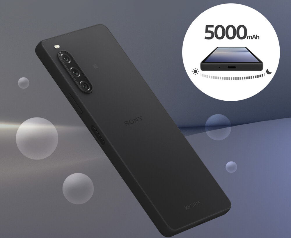 Smartfon SONY Xperia 10 V ekran bateria aparat procesor ram pamięć pojemność rozdzielczość zdjęcia filmy opis dane cechy blokady system łączność wifi bluetooth obudowa szkło odporność porty muzyka transfer sieć przekątna matryca waga czujniki
