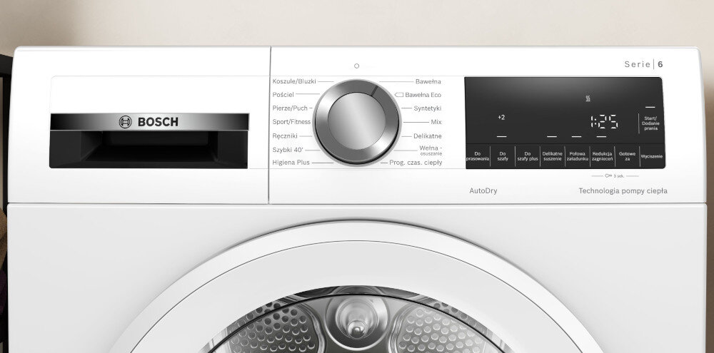 SUSZARKA BOSCH WQG233DSPL Wyświetlacz LED czytelny duży Elektroniczny panel sterowanie wybór programy