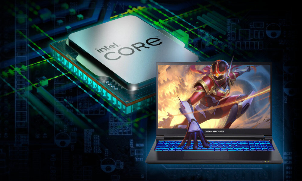 Laptop DREAMMACHINES RX4080-17PL275 17.3 240Hz i9-13900HX 16GB RAM 1TB SSD GeForce RTX4080 procesor rdzenie prędkość turbo podzespoły