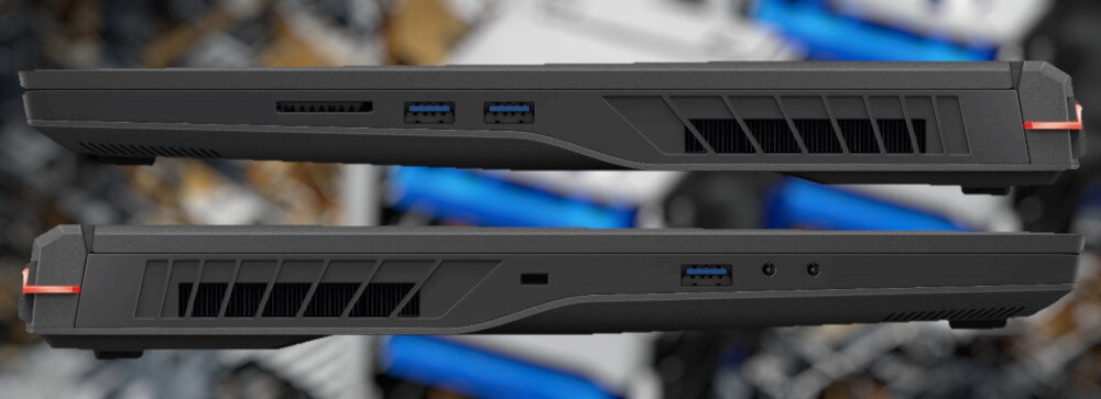 Laptop DREAMMACHINES RX4080-17PL275 17.3 240Hz i9-13900HX 16GB RAM 1TB SSD GeForce RTX4080 złącza podłączenie gniazda kamera mikrofon głośniki