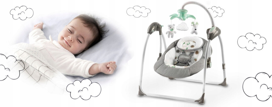 Lezaczek RICOKIDS 7322 Szary wykonanie wysoka jakosc stabilna konstrukcja bezpieczenstwo material komfort palak z trzema pluszowymi zabawkami motoryka stymulacja wzrok