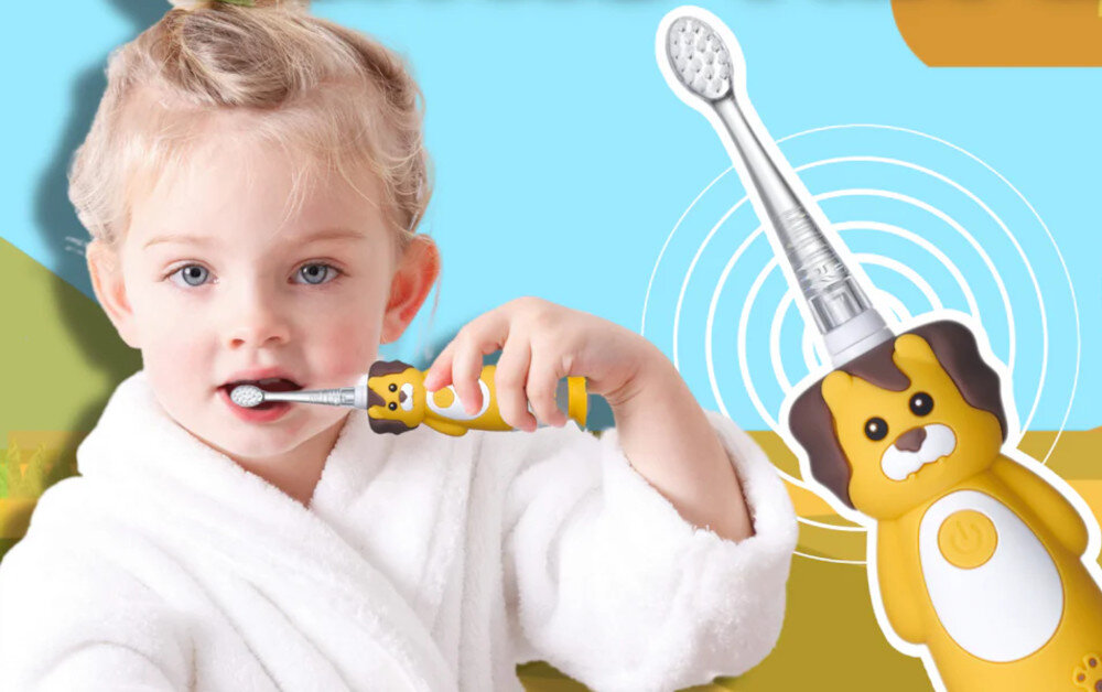 Oryginalna końcówka szczoteczki BRUSH-BABY WildOnes 0 - 10 lat (4 szt.) (Idealna dla dzieci) wygląd design prezentacja wizualizacja Komfortowe czyszczenie zębów