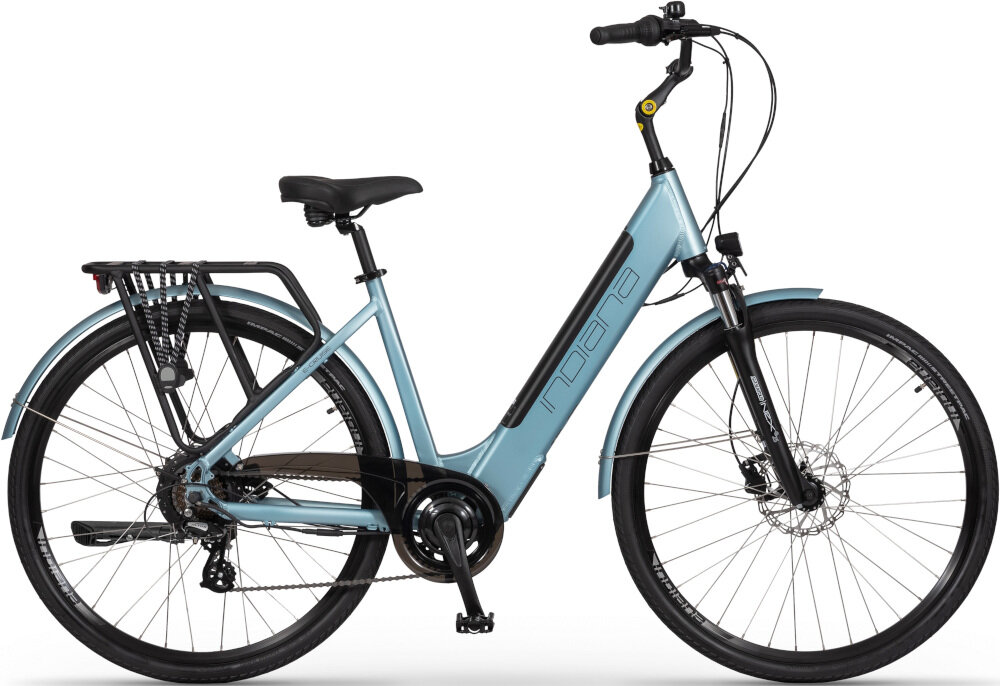Rower elektryczny INDIANA E-Cruise D19 28 cali damski Niebieski środek codziennego transportu na weekendowe przejażdżki elektryczny układ napędowy