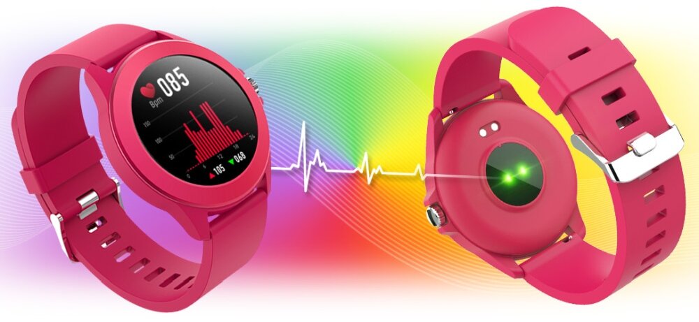Smartwatch FOREVER Colorum CW-300 ekran bateria czujniki zdrowie sport pasek ładowanie pojemność rozdzielczość łączność sterowanie krew puls rozmowy smartfon aplikacja