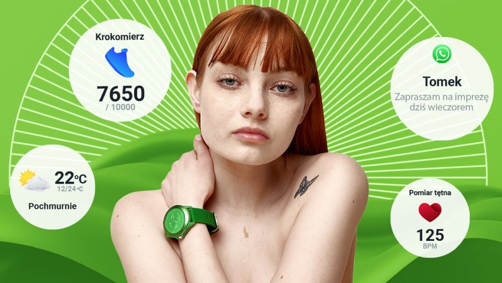 Smartwatch FOREVER Colorum CW-300 ekran bateria czujniki zdrowie sport pasek ładowanie pojemność rozdzielczość łączność sterowanie krew puls rozmowy smartfon aplikacja