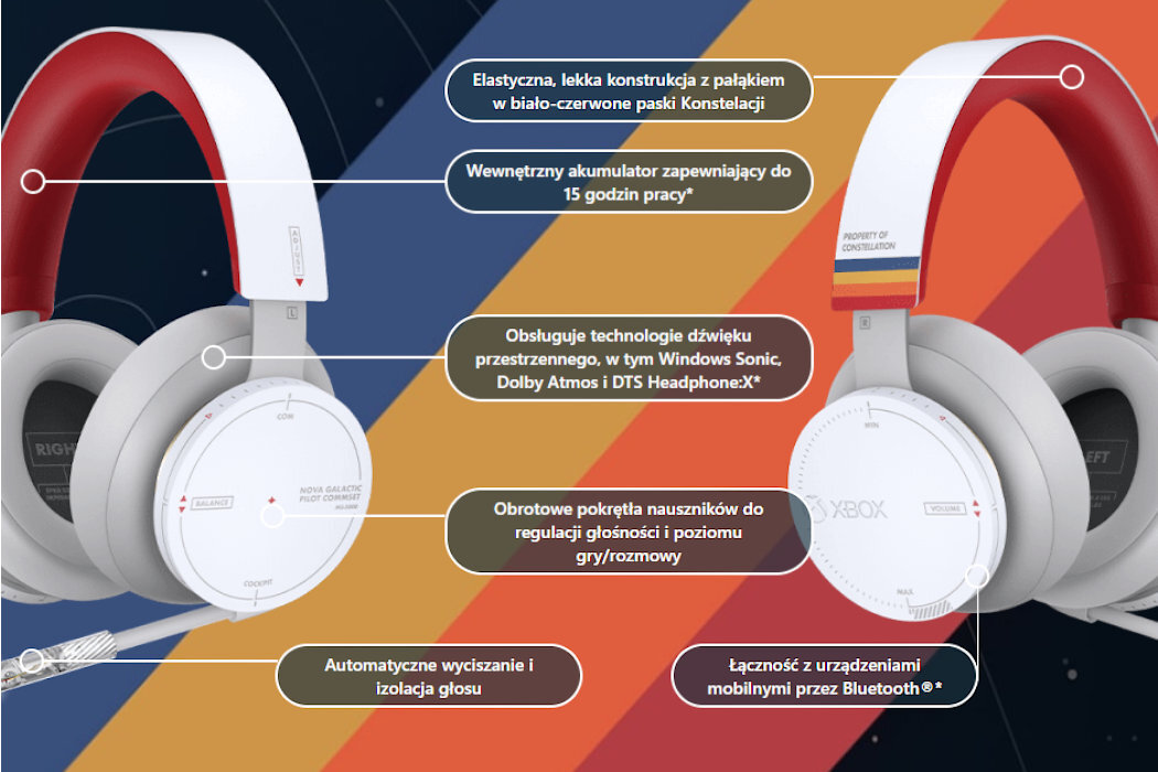 Słuchawki MICROSOFT Starfield TLL-00014 Xbox Series rozgrywka edycja odkrywcy opaska wygoda głoścnik mikrofon