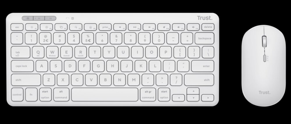 Zestaw bezprzewodowy TRUST (BT+WIRRLES) Lyra  potrójne połączenie klucz ekologiczna praca wydłużony czas pracy uniwersalna niski profil łatwa obsługa klawisze piękny chwyt 
