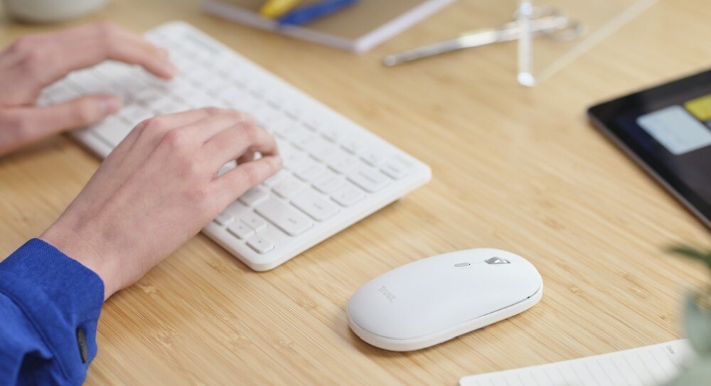 Zestaw bezprzewodowy TRUST (BT+WIRRLES) Lyra  potrójne połączenie klucz ekologiczna praca wydłużony czas pracy uniwersalna niski profil łatwa obsługa klawisze piękny chwyt 