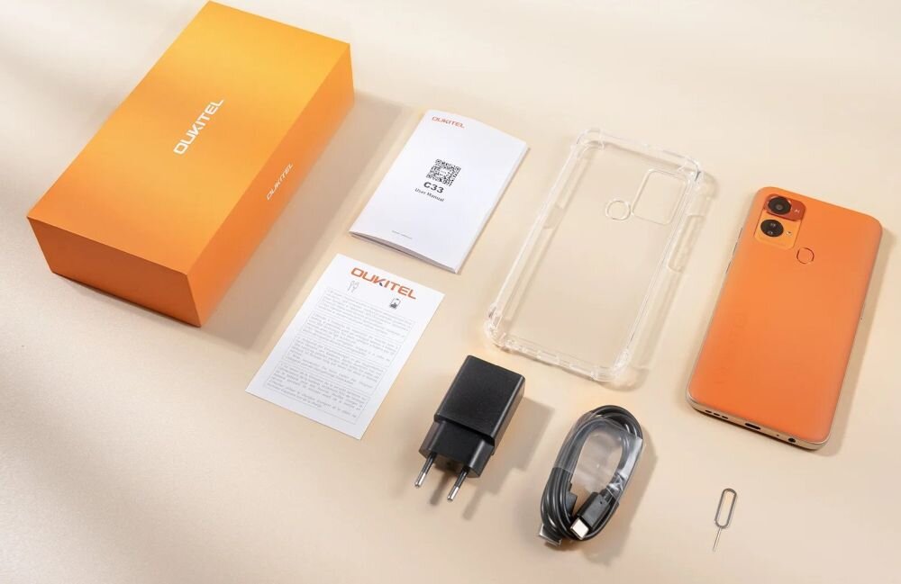 Smartfon OUKITEL C33 ekran bateria aparat procesor ram pamięć pojemność rozdzielczość zdjęcia filmy opis dane cechy blokady system łączność wifi bluetooth obudowa szkło odporność porty muzyka transfer sieć przekątna matryca waga czujniki oled amoled ips