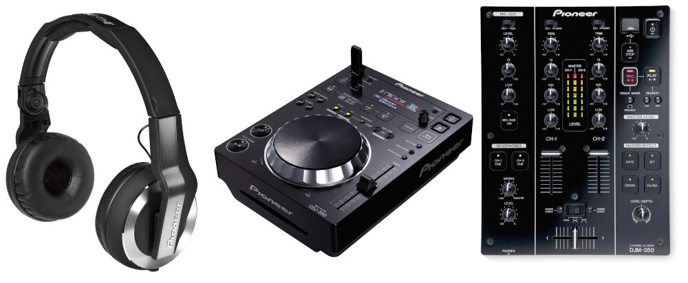 Zestaw PIONEER DJM-350 + CDJ-350 + Słuchawki HDJ-500-K - Profesjonalny zestaw DJ, zestaw