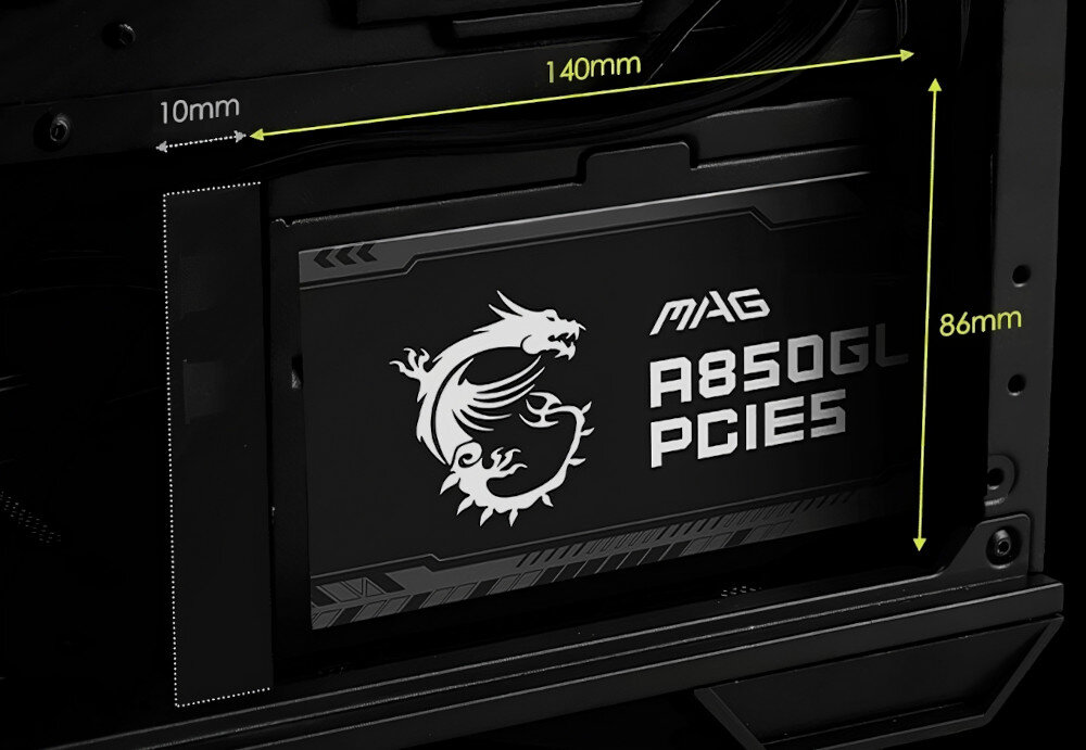 Zasilacz MSI MAG A850GL 850W 80 Plus Gold moc wymiary cechy przeznaczenie